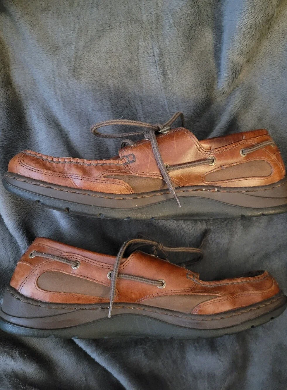 Sebago Men's Chestnut Brown Leather Moc Toe Boat Shoes